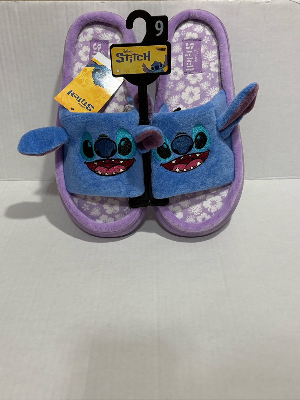 Stitch Plush Slide Slippers for Women - Purple & Blue